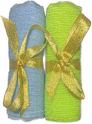 2 pcs/set LONG Home Sauna Spa Exfoliating Nylon Bath Cloth/Towel - Body Back Scrubber - Magic Shower Washcloth For Body - Shower Scrubber - Remove Dead Skin - Great for Skin Care in the Bath