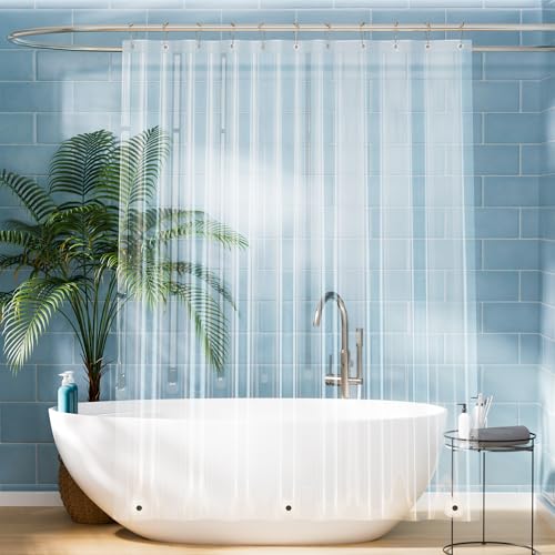 Titanker Plastic Shower Curtain Liner, Clear Shower Liner PEVA 66x72 Lightweight Waterproof Shower Curtains for Bathroom with Magnets and Rustproof Grommets - color: Clear, size: 66"W x 72"L (Pack of 1)