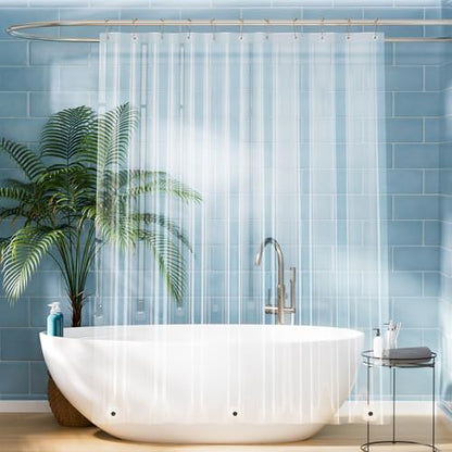 Titanker Plastic Shower Curtain Liner, Clear Shower Liner PEVA 66x72 Lightweight Waterproof Shower Curtains for Bathroom with Magnets and Rustproof Grommets - color: Clear, size: 66"W x 72"L (Pack of 1)