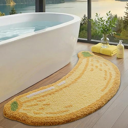LUMI Cute Bathroom Rug, Absorbent Non Slip Bath Mat, 18.5"x39.5", Banana | Soft Plush Microfiber Runner Rug, Quick Dry, Washable Fruit Bath Mats for Shower Floor, Sink Bathtub, Bedroom, Kids Room - color: Fruit-banana