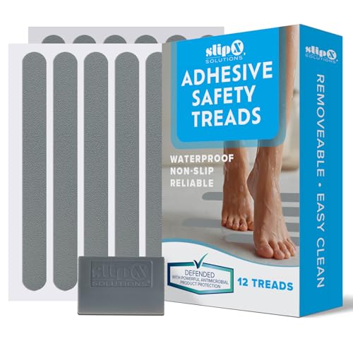SlipX Solutions Non Slip Bathtub Stickers, 12 Strip Treads, 7.5X.75, Gray | Reliable Grip For Tubs, Showers, Stairs & More, Easy Install, Strong Adhesive, Microban Infused, Design Your Own Pattern - color: Gray, size: 12-Count
