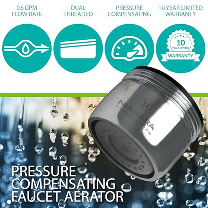 Niagara Conservation N3205N-PC-TU 1-Spray 0.5 GPM .94-in. Pressure-Compensating Needle-Spray Faucet Aerator Chrome, 6-Pack | Bathroom Sink and Kitchen Sink Aerator for Home Improvement - color: Chrome, style: 0.5 GPM (Needle)