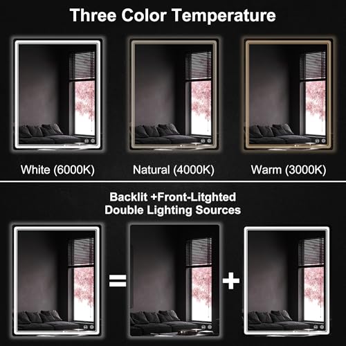LED Bathroom Mirror with Lights, Anti-Fog, Dimmable, Lighted Bathroom Vanity Mirror for Wall, UL-Certified (40 x 30) - size: 40"L x 30"W