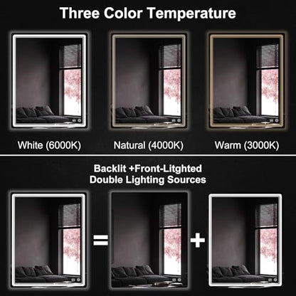 LED Bathroom Mirror with Lights, Anti-Fog, Dimmable, Lighted Bathroom Vanity Mirror for Wall, UL-Certified (32 x 40) - size: 40"L x 32"W