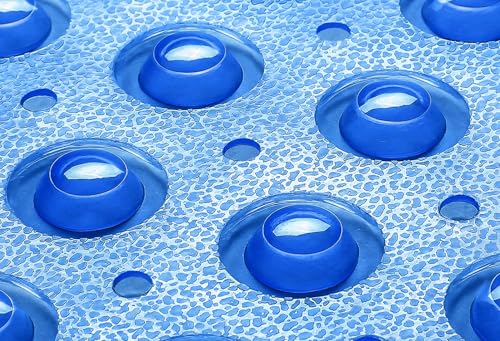 Extra-Long Non-Slip Bathtub & Shower Mat 39”x16” (Smooth/Non-Textured Tubs Only) Safe, Clean, Machine-Washable, Superior Grip&Drainage, Vinyl, Transparent Blue - color: Transparent Blue, size: 39" x 16" (Rectangular)