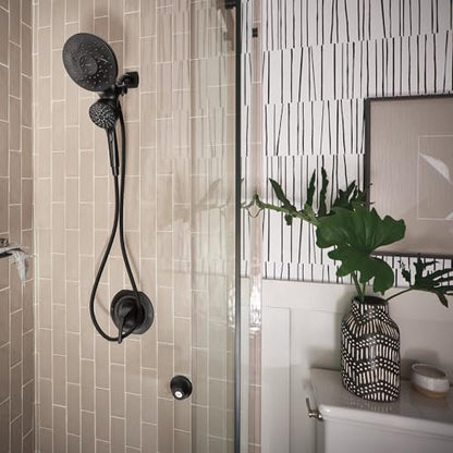 Moen Engage Matte Black 2.5 GPM Handheld Showerhead and Rain Shower 2-in-1 Combo Featuring Magnetic Docking System and Metal Hose, 26009BL - color: Matte Black, size: Pack of 1