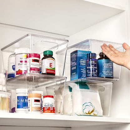 Vtopmart 8 Pack Clear Stackable Storage Bins with Lids, Large | BPA-free Plastic, Organize Vertically, For Pantry Kitchen Fridge Cabinet Closet Bathroom, Built to Last, Easy to Move - size: L( 11"L x 7.5"W x 6"H)