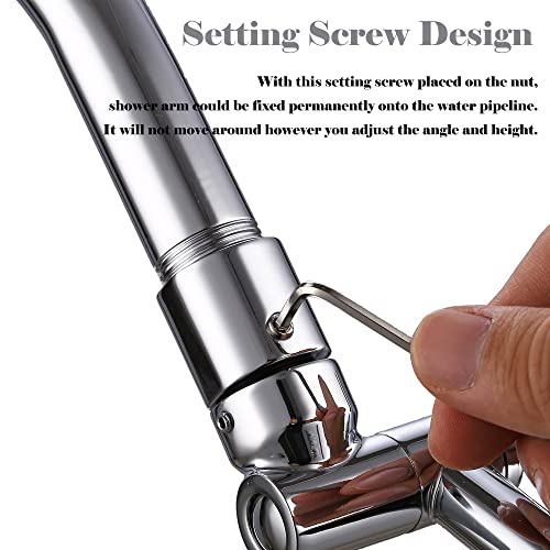 Chrome Shower Head Extension - 13'' Adjustable Rain & Handheld Shower Arm with Locking Nuts, Universal Connector - color: Chrome