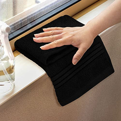 Utopia Towels 12 Pack Premium Wash Cloths, 12x12 in, 100% Cotton, Black | Highly Absorbent Soft Feel Lightweight Washcloths - Premium Ring Spun Cotton, Ideal for Bathroom, Spa, Gym & Face - color: Black