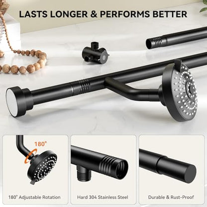 Dual Shower Head for Couples, Double Showerheads (Black) | High Pressure, Two Showerhead System Fit 2 Person People, Birthday Gifts for Women Men, Spa-Like, Segmented Design - color: Black