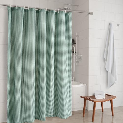 LANE LINEN Premium Shower Curtain - 72 x 72 inches Standard Sized - Spa Inspired Waffle Weave Fabric, Water Repellent, Quick Dry - Easy Care, Machine Washable - Header with Metal Grommets - Sage Green - color: 03: Waffle - Sage Green, size: 72"W x 72"L (P