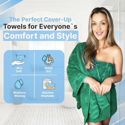 Infinitee Xclusives 100% Ring-Spun Cotton Bath Towels for Bathroom - Pack 2 | Luxury Super Soft, Absorbent & Quick-Drying |27x54 inches| Large Bathroom Towels Set |600 GSM| Gym, Shower, Spa & Hotel Use - color: Vivid Green