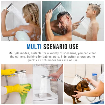G-Promise All Metal Round 3 Function Handheld Shower Head(Chrome) | All Metal Construction, 3 Function Modes with Massage, Modern Look, Push Switch, Easy Installation - color: Chrome, style: Round