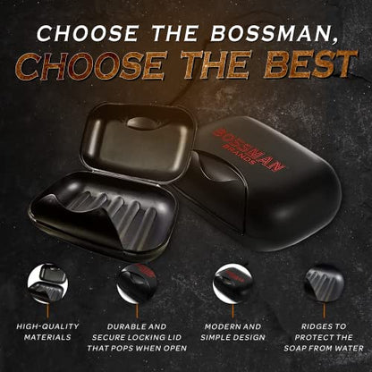 Bossman Travel Soap Container (Black) – Holder & Saver Case for Bar Soap for Men and Travel Toiletries - color: Black Container