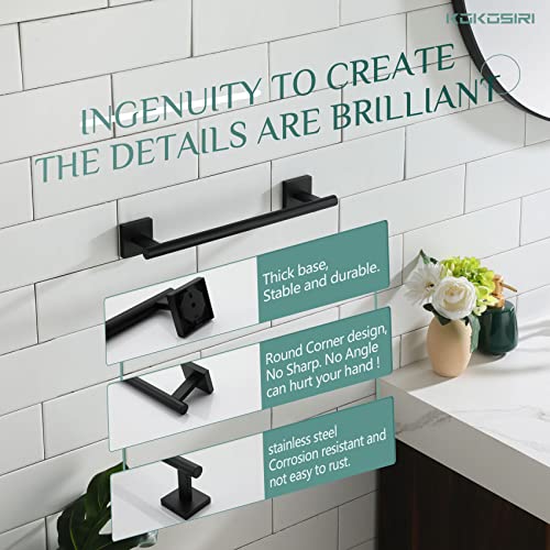 KOKOSIRI Bathroom Towel Bars 12 Inch Towel Ring Matte Black 30CM Hand Towel Holder for Bath Kitchen Wall Stainless Steel B4005BK-L12 - color: Matte Black, size: 12-Inch