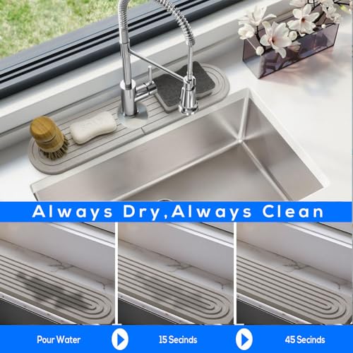 Absorbent Faucet Mat 23.6 X 3.9 inch Stone Sink Faucet Mat Diatomite Sink Drying Stone for Kitchen Bathrooms ( Light Grey ) - color: Light Grey