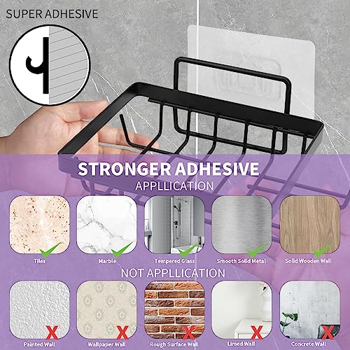 Carrie Joe Soap Holder Self Draining Soap Dish Razor Holder for Shower Wall Not Punched Easy Clean Bar Soap Holder Fit for Bathroom, Kitchen Sink - color: Charcoal Black