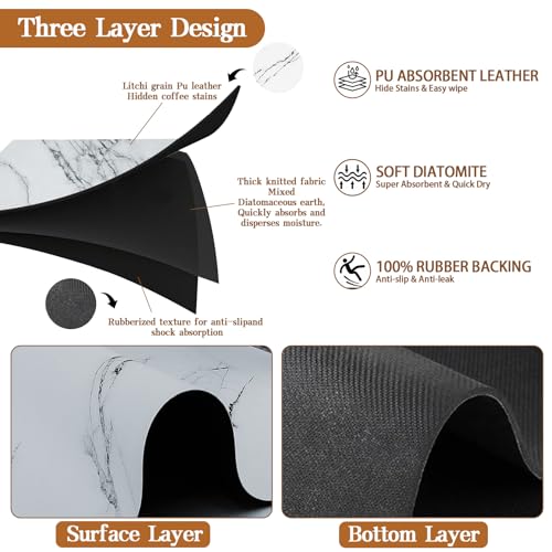 Dish Drying Mats for Kitchen Counter, 24"X16" Coffee Bar Mat for Countertops Heat Resistant Drainer Mat with Non-slip Rubber Backed Large Kitchen Drying Mat Absorbent Draining Mat (Light Gray) - color: Light Gray