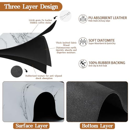 Dish Drying Mats for Kitchen Counter, 24"X16" Coffee Bar Mat for Countertops Heat Resistant Drainer Mat with Non-slip Rubber Backed Large Kitchen Drying Mat Absorbent Draining Mat (Light Gray) - color: Light Gray