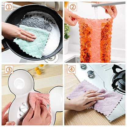 Hypermotion Microfiber Cleaning Cloth, Kitchen Towels, Double-Sided Microfiber Towel Lint Free Highly Absorbent Multi-Purpose Dust and Dirty Cleaning Supplies for Kitchen Car Cleaning. Pack of 12 - color: Green