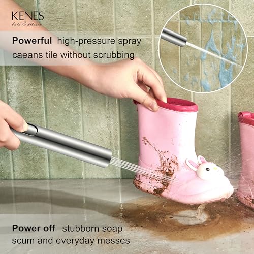 KENES Brushed Nickel Square Rain Shower System Faucet Set with Handheld | Shower Faucet with 10-Inch Rain Shower Head, Square Shower System, Valve Included, Lead-Free cUPC & NSF Certified, Stainless - color: Brushed Nickel, style: Showerhead and Handheld