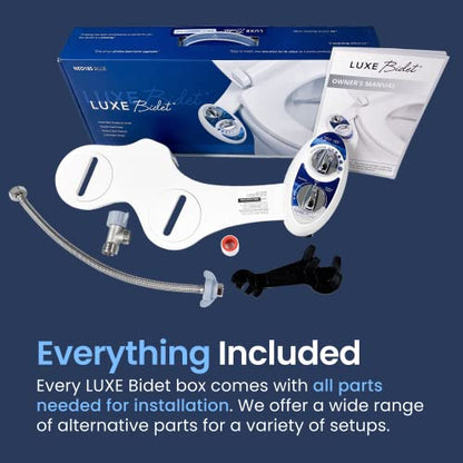LUXE Bidet NEO 185 - Bidet Attachment for Toilet Seat, Blue | Non-Electric, Dual Nozzle, Self-Cleaning, Adjustable Water Pressure, Rear & Feminine Wash - color: Blue