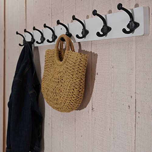 WEBI Rustic Coat Rack Wall Mount,35.43" Long 8 Cast Iron Coat Hooks Wall Mounted,Heavy Duty Wall Coat Hanger Hooks for Hanging Coats,Clothes,Jacket,Black on White - color: White, size: 35 Inch