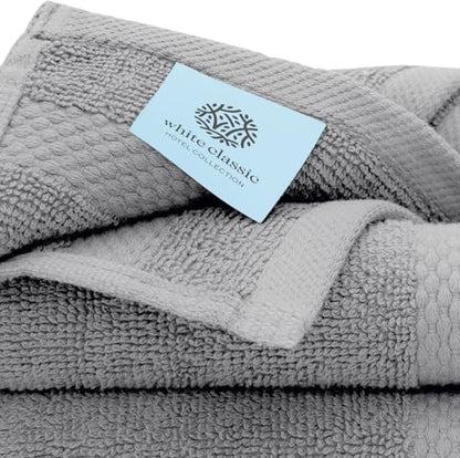 White Classic Luxury Cotton Washcloths 13x13 Inch - 650 GSM Turkish Cotton | Hotel, Spa, Bathroom Face Towel | 12 Pack, Dolphin Gray - color: 06: Dolphin Gray