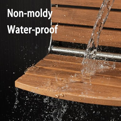 17.5" Folding Shower Seat Wall Mounted,Foldable Shower Bench,Fold Down Shower Seat,Folding Shower Seat Bench,Wall Mount Shower Seat Bench Chair (Teak) - color: Teak