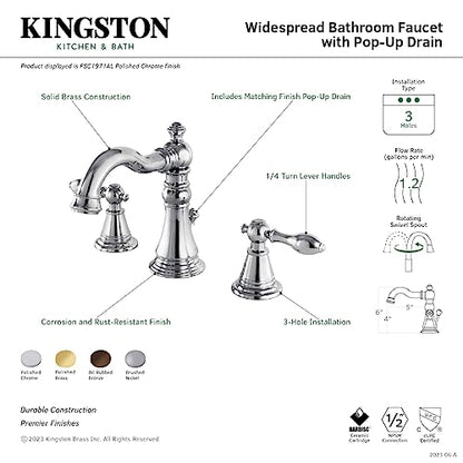Kingston FSC1972AL Widespread Bathroom Faucet, Polished Brass - color: Polished Brass, size: 5-1/8 inch Spout Reach