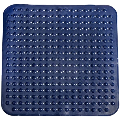 ENKOSI Extra Large Square Non Slip Shower Mat - 31 x 31-inch XL Bathroom Shower Mat - Square Shower Matts for Shower Stall Floors | Secure Suction Cups and Drain Holes (31x31 Navy Blue) - color: Navy Blue, size: 31" x 31" (Square)