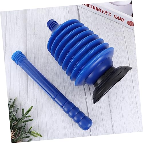 SOLUSTRE Professional Accordion Toilet Plunger High Pressure Thrust Design for Unclogging Bathrooms and Ergonomic Handle for Comfortable Grip Blue