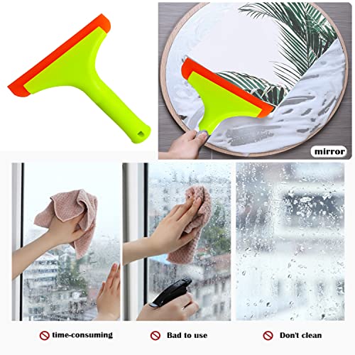 2pcs Silicone Squeegee for Shower Glass Door, Window Cleaning, Auto Water Blade, Water Wiper, Shower Squeegee, 5.9'' Blade and 7.5'' Long Handle for Car Windshield, Window, Mirror, Glass Door.