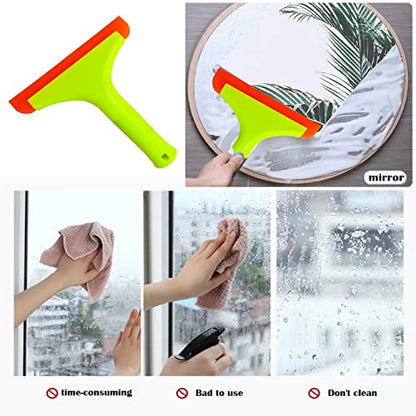 2pcs Silicone Squeegee for Shower Glass Door, Window Cleaning, Auto Water Blade, Water Wiper, Shower Squeegee, 5.9'' Blade and 7.5'' Long Handle for Car Windshield, Window, Mirror, Glass Door.