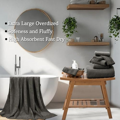 Extra Large Bath Towels Set 35x70 Inches - Dark Coffee Luxury 600 GSM Oversized Bath Sheet Towel,Ultra Soft Microfiber - Quick Dry,Highly Absorbent Shower Towels Spa Hotel Bathroom Towel Set (4-Pack) - color: Coffee Set, size: 4-Piece Set