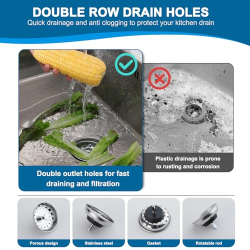 ZM Kitchen Sink Basket Strainer with Stopper, 3-1/2” Drain - style: Standard