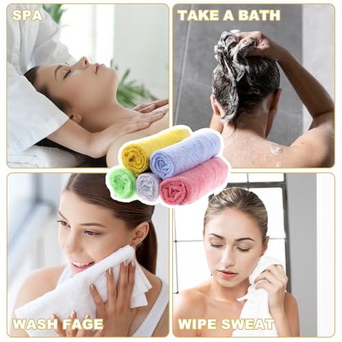 40 Pack Cotton Wash Cloth Bulk, 10x10 Inch Soft Quick Drying Cotton Viscose Towels, Bulk Bath Hand Face Wash Cloths for Women Men, Multipurpose Bathroom Body Washing Rags, Fingertip Towels