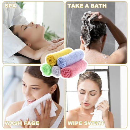 40 Pack Cotton Wash Cloth Bulk, 10x10 Inch Soft Quick Drying Cotton Viscose Towels, Bulk Bath Hand Face Wash Cloths for Women Men, Multipurpose Bathroom Body Washing Rags, Fingertip Towels