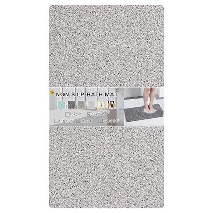 Nonslip Bathtub Mat, Anti Slip Bath Mat 0.6" Extra Thick, Quick Dry Bath Tub Anti Slip Shower Mat, Loofah Non-Slip Bath Mat for Tub Bathroom Pool Kitchen Entryway Home Hotel(Light Gray 16x27) - color: Light Grey, size: 27" x 16" (Rectangular)