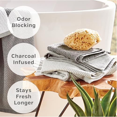 Wellbe 6-Piece Washcloth Set, Quick Dry, Absorbent, Soft, 13” x 13”, Grey - color: Grey, size: 6-Piece Washcloth Set