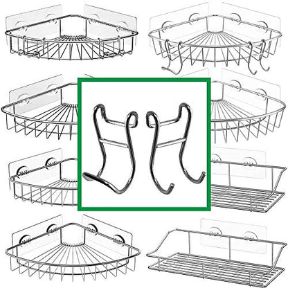 Shower Caddy Hooks, Razor Hanger for Shelf and Loofah (Silver - 1 Closed 1 Open) - color: Silver - 1 Closed 1 Open