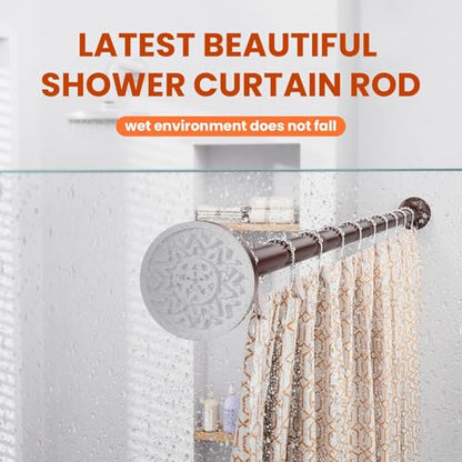 Shower Curtain Rod 32-65 Inches, No Drill Shower Rod Tension, Never Rust Anti-Slip Shower Curtain Rod for Bathroom Window, Adjustable Tension Curtain Rod. Brown - color: brown, size: 32-65 inches