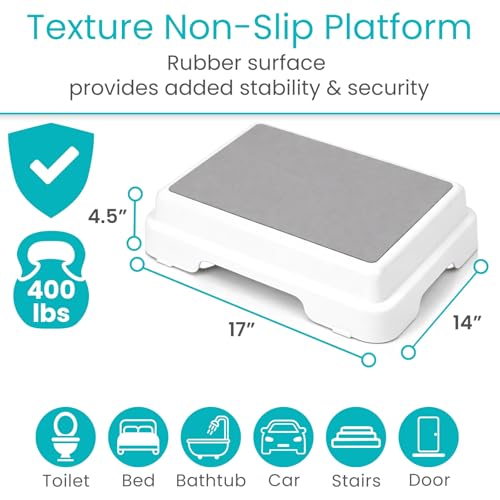 Vive Bath Shower Step Stool (4.5") - Slip Resistant, Stackable | Indoor/Outdoor - Safety Stepping Stool Bathroom Aid for Adults, Handicap, Elderly, Seniors, Bathtub, High Beds, Kitchens