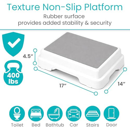 Vive Bath Shower Step Stool (4.5") - Slip Resistant, Stackable | Indoor/Outdoor - Safety Stepping Stool Bathroom Aid for Adults, Handicap, Elderly, Seniors, Bathtub, High Beds, Kitchens
