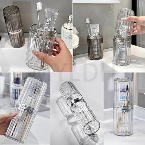Large Toothbrush Travel Case 2 in 1 Toothbrush Holder and Rinse Cup | Dustproof Cover, Thickened, Premium PET Material, BPA-free, Large capacity, Perfect for Travel, Cruises, Hotels, Stay Over - color: Clear