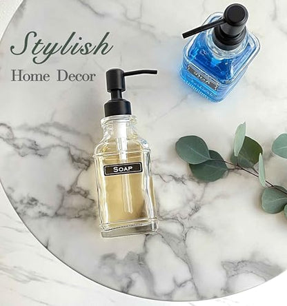 JASAI 2Pack Hand & Dish Glass Soap Dispenser with Black Rust Proof Pump | Refillable Dish Soap Dispenser with Sturdy 304 Stainless Steel Pump Pump for Kitchen and Bathroom. - color: 2 Pack Matteblack