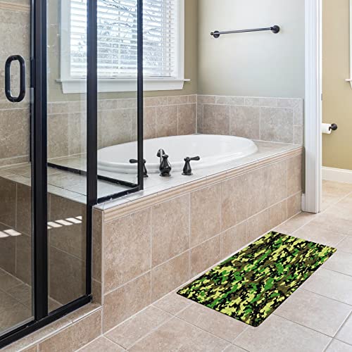 FCZ Bath Tub Mat Non Slip Shower Mat Military Green Camo Camouflage Army 26.8x15 inches Rectangular PVC Mat with Suction Cups Drain Holes Machine Washable - color: Military Green Camo Camouflage Army