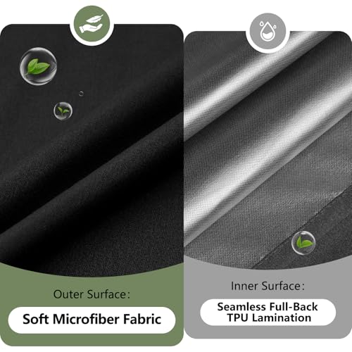 Seenus Soft Microfiber Ruffle Shower Curtain with Waterproof TPU Backed, 72 x 78 Inch Extra Long French Country Ruched Black Shower Curtain, 2 in 1 Washable Fabric Shower Curtain with TPU Lining - color: Ruffled - Black, size: 72"W x 78"L (Pack of 1)