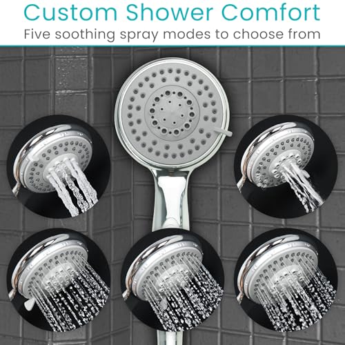 Vive High Pressure Handheld Shower Head - Hand Held Showerhead with 6.5 ft | Extra Long Hose, Detachable Showerhead, Multi-Setting Spray Combo for Bathroom, Pet Bathing, Stainless Steel Hose, Chrome
