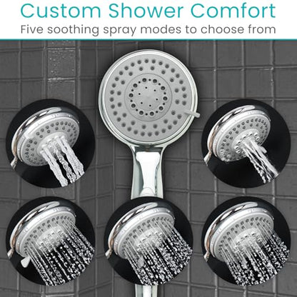 Vive High Pressure Handheld Shower Head - Hand Held Showerhead with 6.5 ft | Extra Long Hose, Detachable Showerhead, Multi-Setting Spray Combo for Bathroom, Pet Bathing, Stainless Steel Hose, Chrome